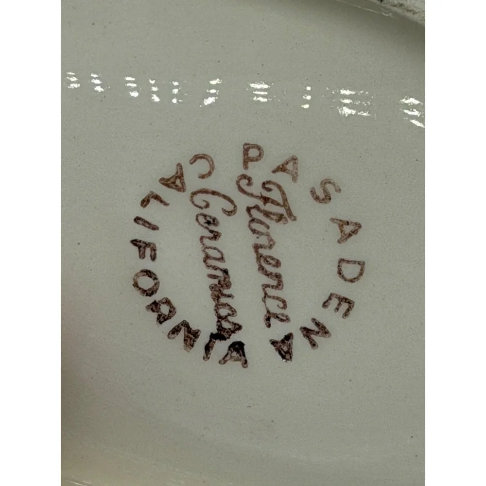 Florence Ceramics Trinket Dish Pink Shell Rose Pasadena CA Vintage Good
